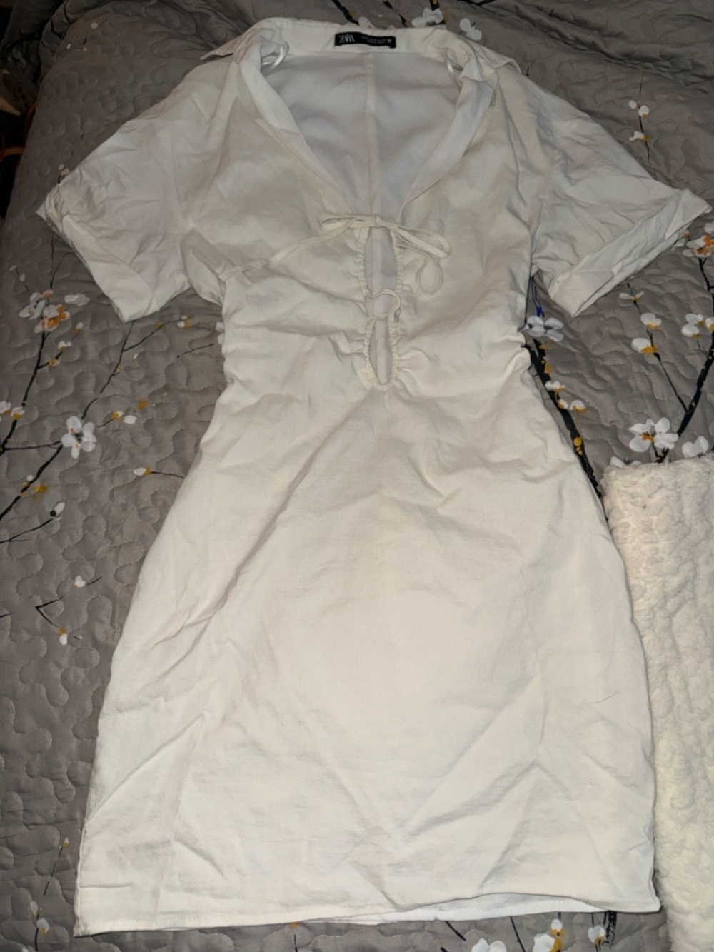 Zara Cream Tie-Front Mini Dress